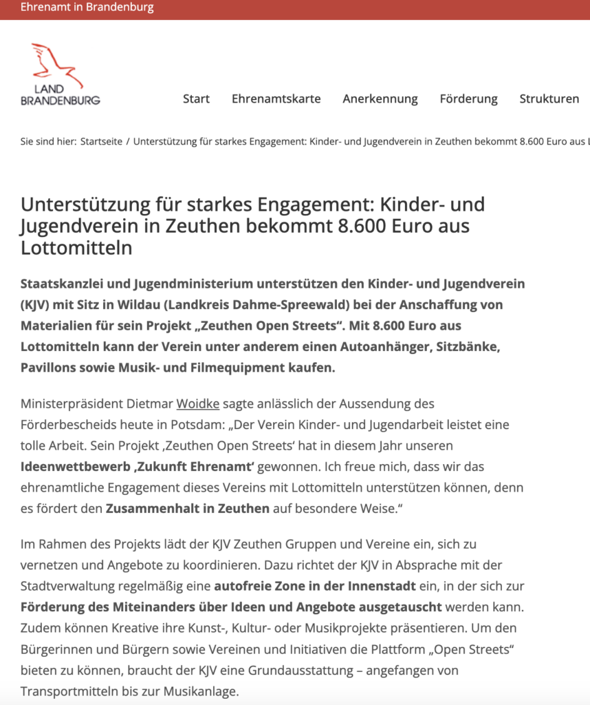 Website Staatskanzlei Ehrenamt